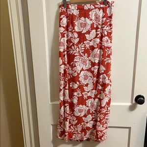 Old Navy Floral Maxi Skirt in Orange and White